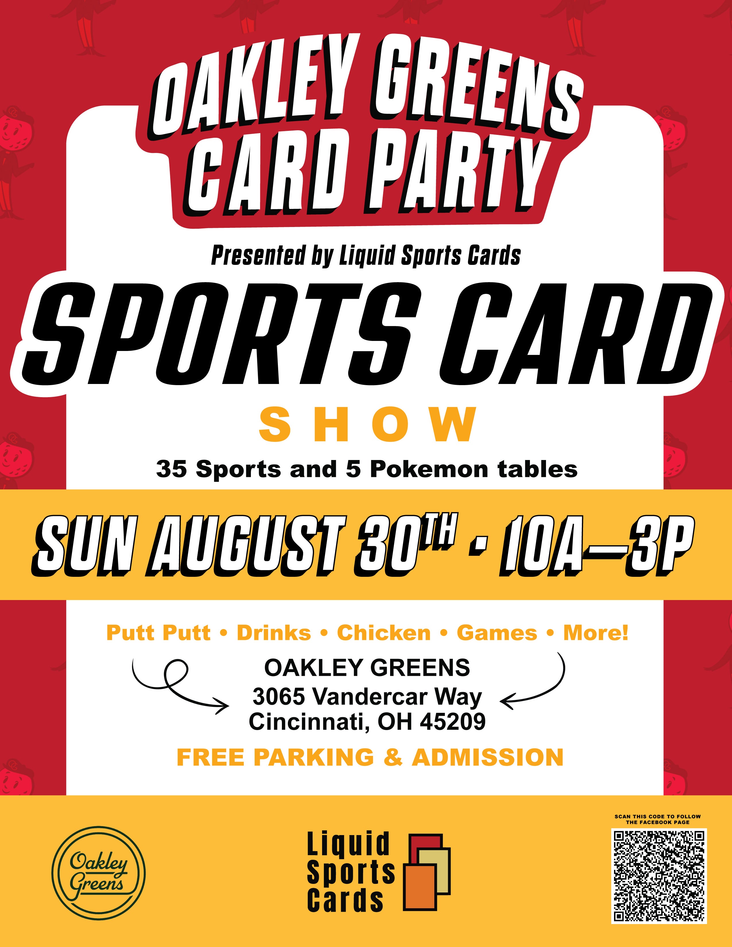 Oakley Greens Card Party Grand Finale This Sunday, August 30