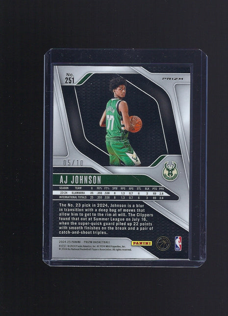 AJ Johnson 2024 Prizm #251 Milwaukee Bucks Gold /10