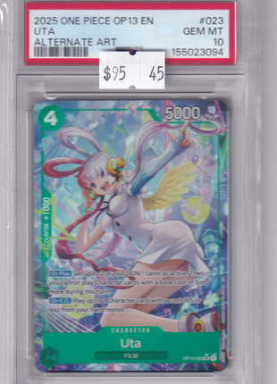 One Piece Op13-Carrying On His Will Uta 2025 #023 Alternate Art PSA 10