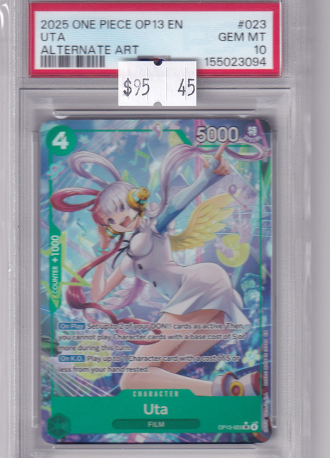 One Piece Op13-Carrying On His Will Uta 2025 #023 Alternate Art PSA 10