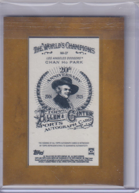 Chan Ho Park 2025 Topps Allen & Ginter #MA-CP Dodgers Framed Mini Autograph