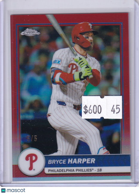 Bryce Harper 2024 Topps Flagship Chrome #5 Phillies Red Refractor 5/5