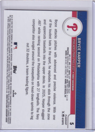 Bryce Harper 2024 Topps Flagship Chrome #5 Phillies Red Refractor 5/5