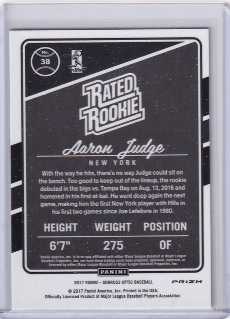 Aaron Judge 2017 Panini Donruss Optic Prizm #38 New York Yankees