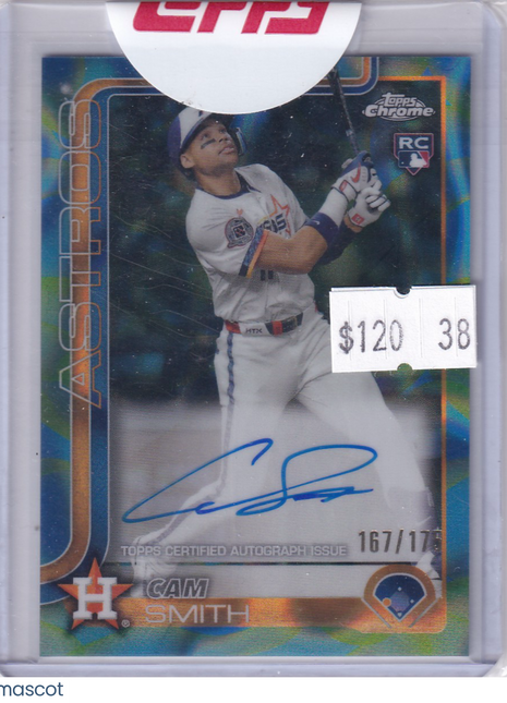 Cam Smith 2025 Topps Chrome #RA-CAM Houston Astros Aqua RayWave 167/175 RC