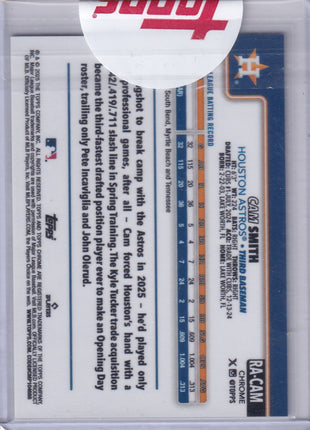 Cam Smith 2025 Topps Chrome #RA-CAM Houston Astros Aqua RayWave 167/175 RC