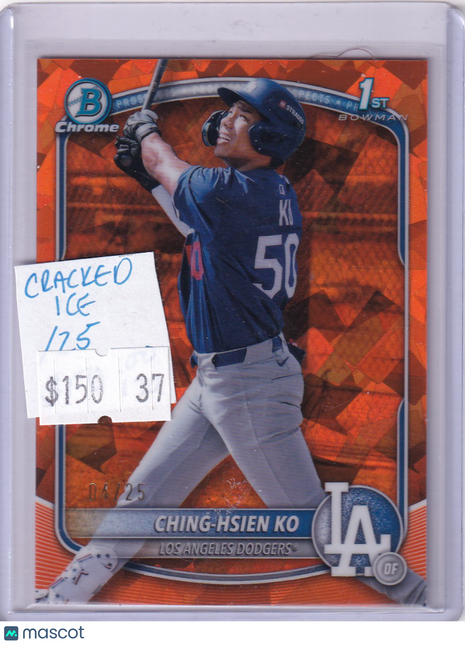 Ching-Hsien Ko 2025 Bowman Chrome #BCP-224 Dodgers Orange Atomic Refractor 4/25