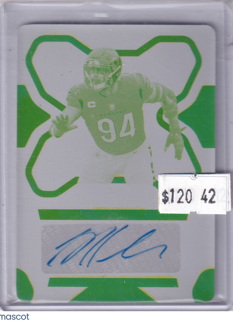Sam Hubbard 2023 National Treasures #SIG-SHU Bengals Yellow Printing Plate