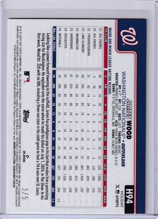James Wood 2025 Topps Holiday #H94 Washington Nationals RC