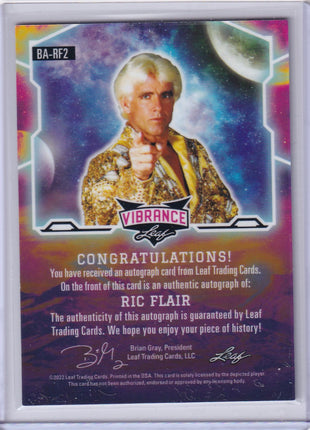 Ric Flair 2022 Leaf Vibrance #BA-RF2 Crystal Authentic Autograph