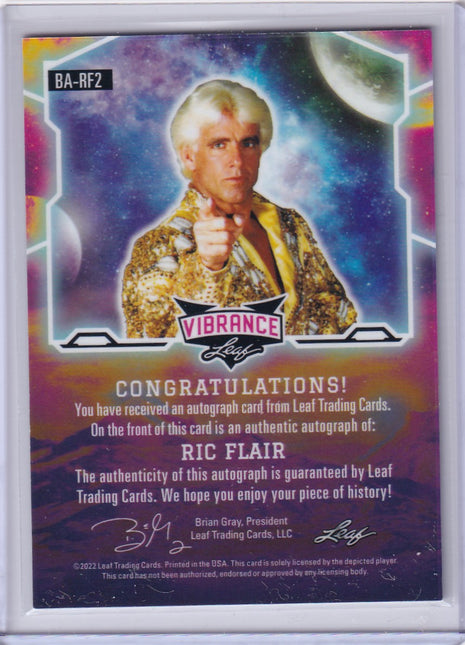 Ric Flair 2022 Leaf Vibrance #BA-RF2 Crystal Authentic Autograph