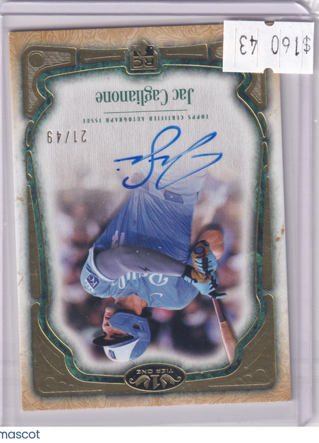 Jac Caglianone 2026 Topps Tier One #BCA-JC Royals Autograph Variation Card /49