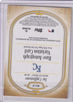 Jac Caglianone 2026 Topps Tier One #BCA-JC Royals Autograph Variation Card /49