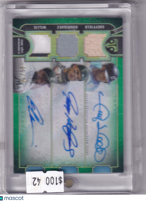 Sheffield Rodríguez Willis 2024 Topps Triple Threads #ARC-SRW Marlins /18 Auto