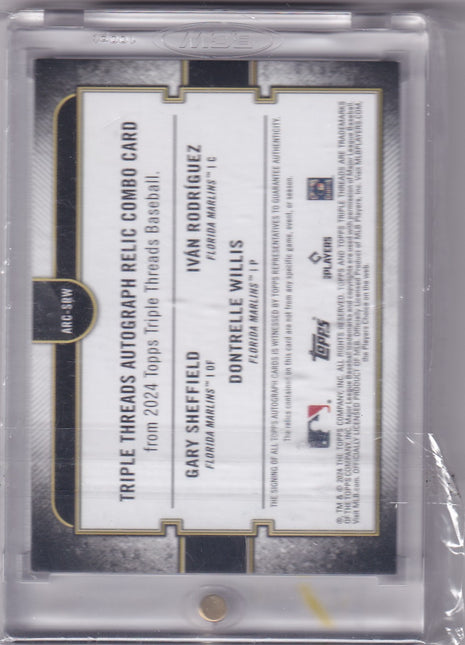 Sheffield Rodríguez Willis 2024 Topps Triple Threads #ARC-SRW Marlins /18 Auto