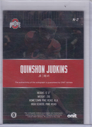 Quinshon Judkins 2024 ONIT Signature Series #N-2 Ohio State Buckeyes 1/9