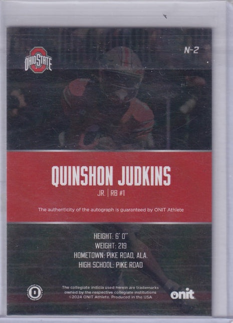 Quinshon Judkins 2024 ONIT Signature Series #N-2 Ohio State Buckeyes 1/9