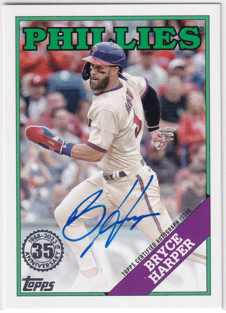 Bryce Harper 2023 Topps 1988 Topps Baseball Autograph #88BA-BHA Philadelphia Phillies