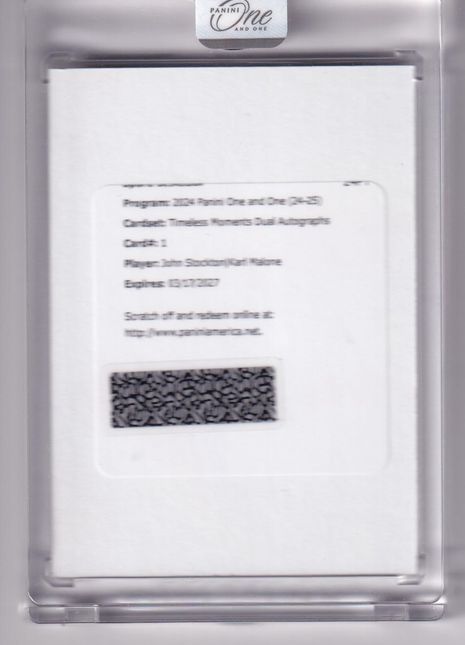 John Stockton Karl Malone 2025 Panini One and One Timeless Moments Dual Autographs #1 Utah Jazz Redemption