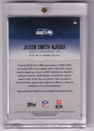 Jaxon Smith-Njigba 2025 Topps Signature Class #46 Seattle Seahawks Orange Autographs 28/50