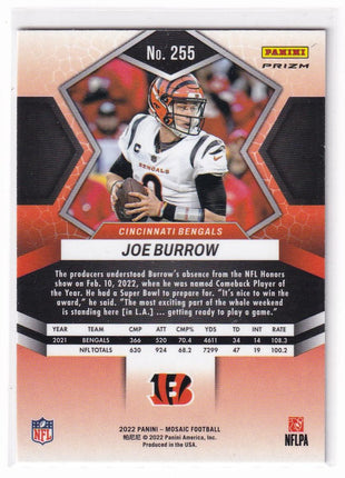 Joe Burrow 2022 Panini Prizm Mosaic #255 Cincinnati Bengals Genesis
