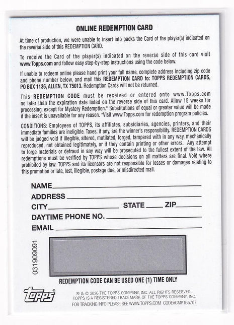 Jahmyr Gibbs 2026 Topps Signature Class Football #20 Detroit Lions Teal Parallel Redemption Card