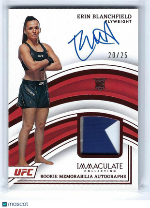 Erin Blanchfield 2023 Panini Immaculate Collection UFC #116 Fighter-worn/used material 20/25 RC Rookie Memorabilia Autographs
