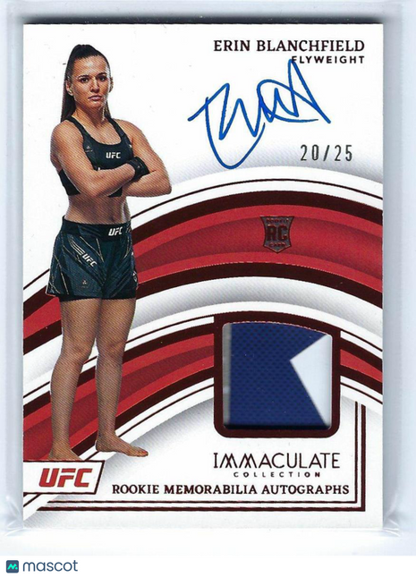 Erin Blanchfield 2023 Panini Immaculate Collection UFC #116 Fighter-worn/used material 20/25 RC Rookie Memorabilia Autographs