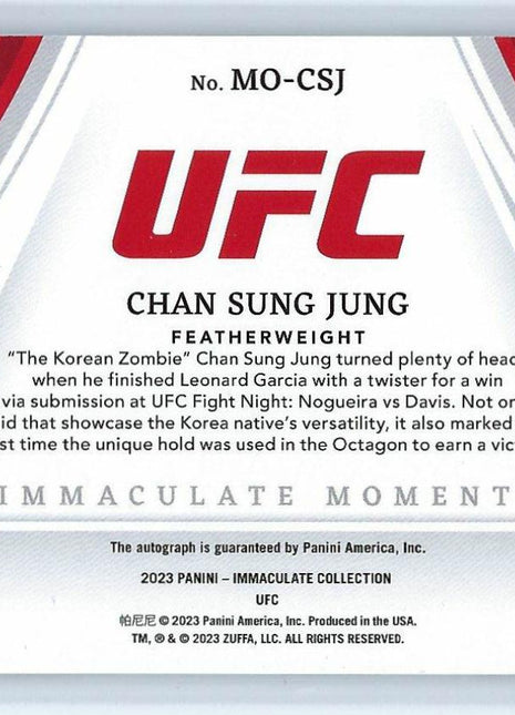 Chan Sung Jung 2023 Panini Immaculate Collection UFC #MO-CSJ Red 01/99