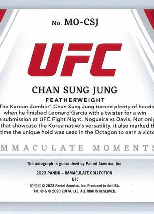 Chan Sung Jung 2023 Panini Immaculate Collection UFC #MO-CSJ Wins Via Twister 06/99