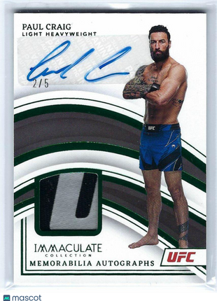 Paul Craig 2023 Panini Immaculate Collection UFC #MA-PCG Fighter-worn/used material 2/5 Memorabilia Autographs