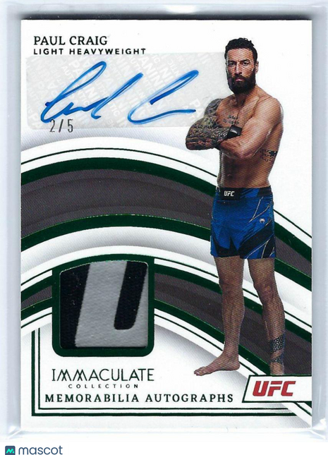 Paul Craig 2023 Panini Immaculate Collection UFC #MA-PCG Fighter-worn/used material 2/5 Memorabilia Autographs