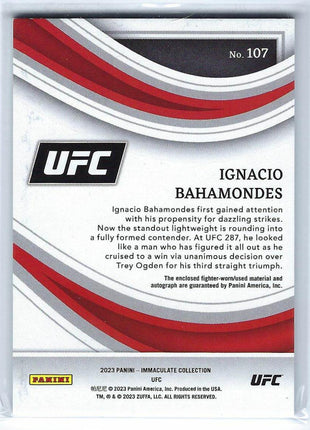 Ignacio Bahamondes 2023 Panini Immaculate Collection #107 Patch 24/25 RC Rookie Memorabilia Autographs