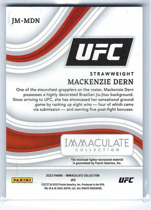Mackenzie Dern 2023 Panini Immaculate Collection UFC #JM-MDN Sports Bra Patch Fighter-worn/used material 04/10