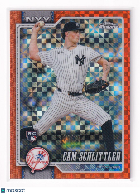 Cam Schlittler 2026 Topps Chrome #262 New York Yankees Orange X-Fractor 11/25