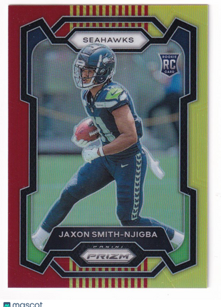 Jaxon Smith-Njigba 2023 Panini Prizm #390 Seattle Seahawks Red & Yellow Prizm RC 1/8