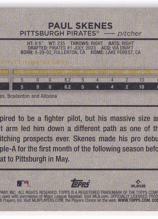 Paul Skenes 2024 Topps Update Series #US100 Pittsburgh Pirates Vintage Stock 15/99 RC