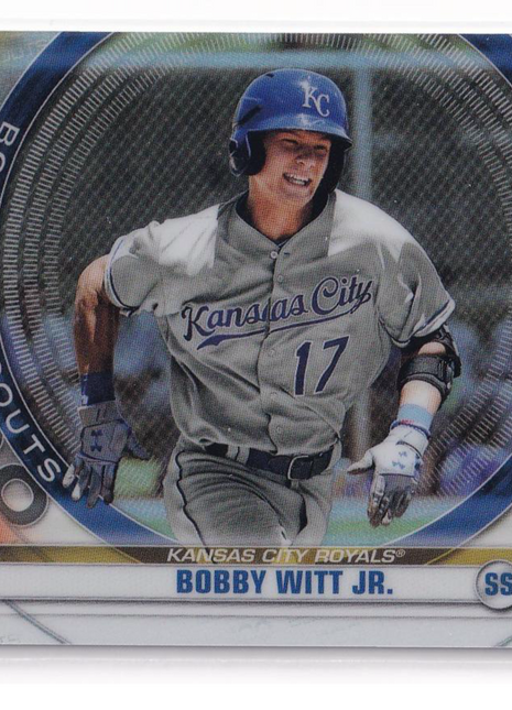 Bobby Witt Jr. 2020 Bowman Chrome Bowman Scouts Top 100 #BTP-25 Kansas City Royals Gold Refractor 08/50