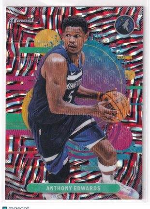 Anthony Edwards 2026 Topps Finest #158 Minnesota Timberwolves Red/Black Geometric Refractor 2/10