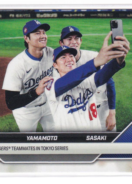 Roki Sasaki Yoshinobu Yamamoto Shohei Ohtani 2025 Topps Now #7SP Los Angeles Dodgers