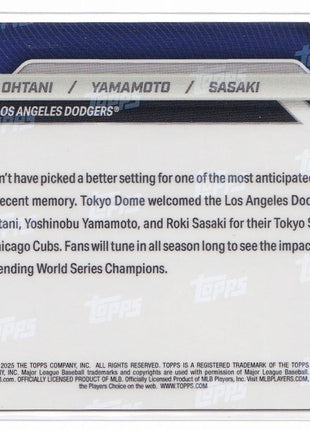 Roki Sasaki Yoshinobu Yamamoto Shohei Ohtani 2025 Topps Now #7SP Los Angeles Dodgers
