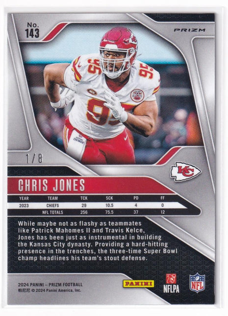 Chris Jones 2024 Panini Prizm #143 Kansas City Chiefs Green Sparkle 1/8