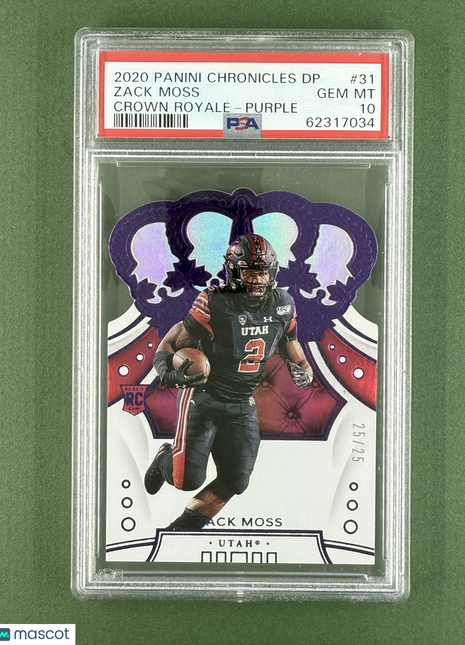 Perfect Mint PSA 10 2020 Chronicles Crown Royale Zack Moss #31 RC /25 Bengals