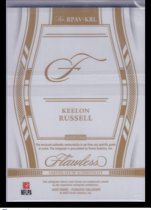 Keelon Russell 2025 Panini Flawless Collegiate #RPAV-KRL Alabama Crimson Tide