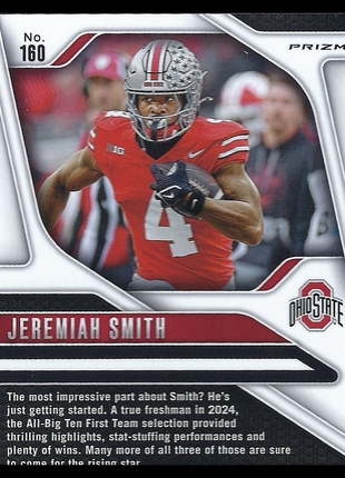 Jeremiah Smith 2024 Panini Prizm Draft Picks #160 Ohio State Buckeyes Silver Rated Prospect