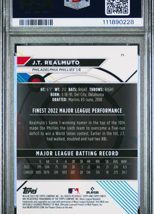 JT Realmuto PSA 9 2023 Topps Finest #71 Blue 091/150