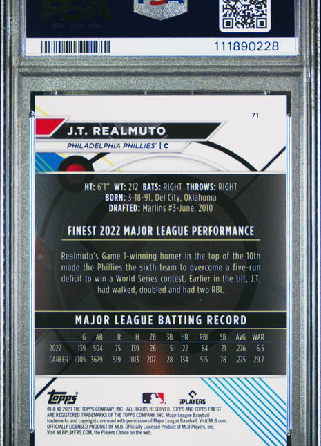 JT Realmuto PSA 9 2023 Topps Finest #71 Blue 091/150