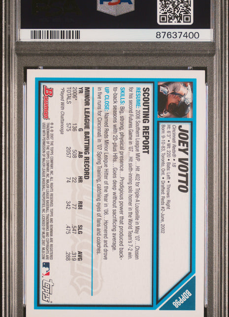 Joey Votto PSA 9 2007 Bowman Draft Picks & Prospects #BDPP98