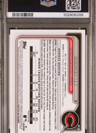 Sheng-EN Lin PSA 8 2024 Bowman Chrome Prospects #BCP155 Blue Refractor 0/150