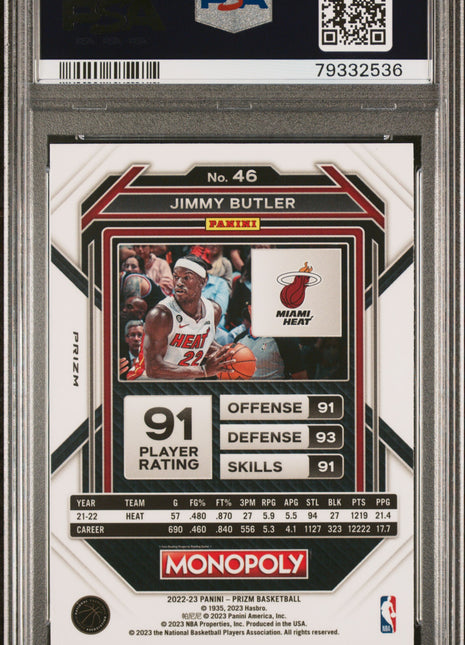Jimmy Butler PSA 9 2022 Panini Prizm Monopoly #46 Running MR.